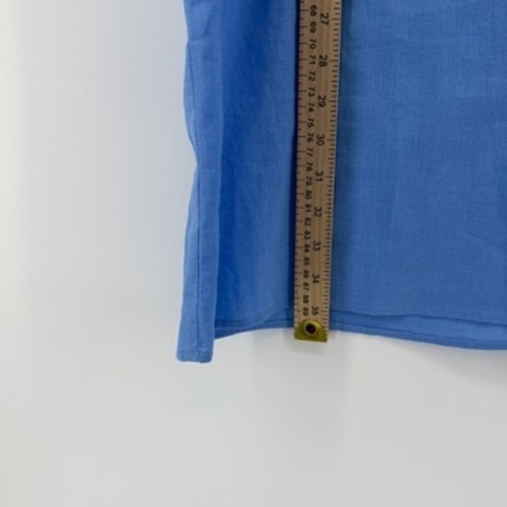 H&M Linen Blend V Neck 3/4 Sleeve Tunic Top Women Size M Blue - Picture 6 of 7